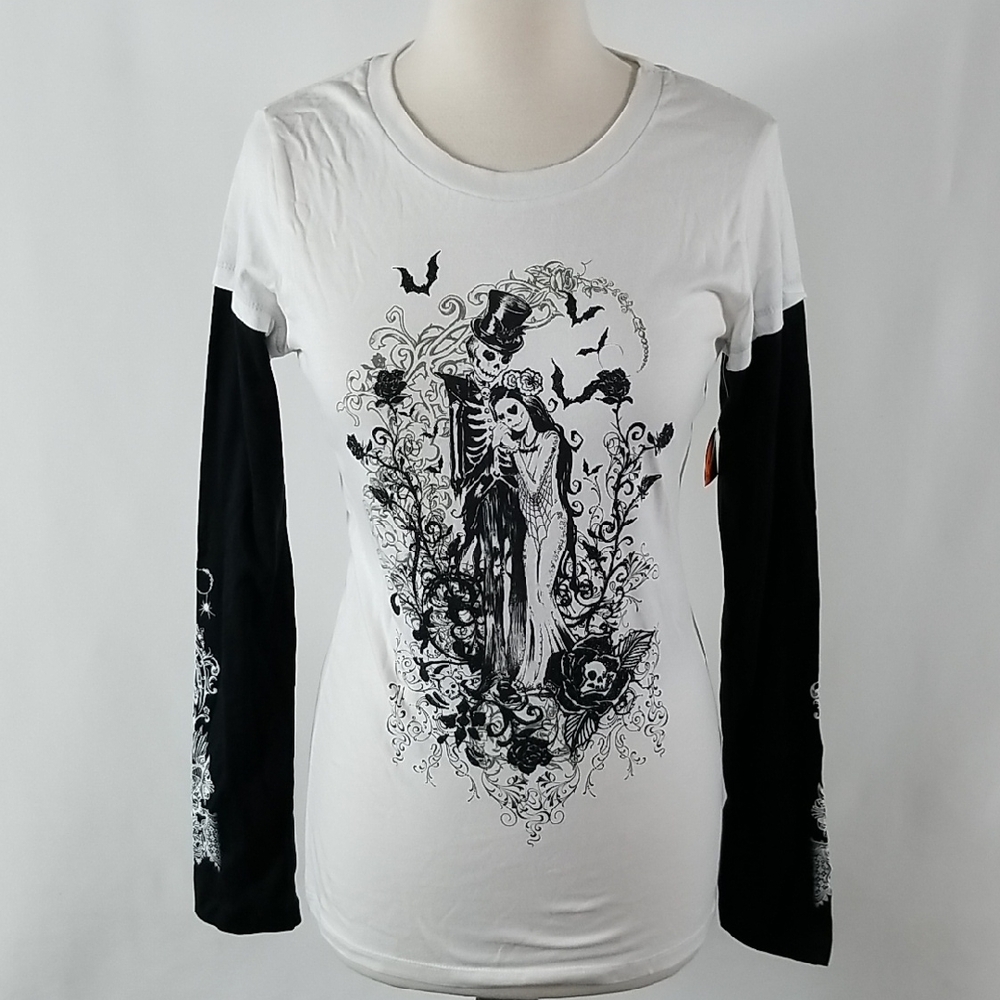 Jerry Leigh Eternal Love Skeleton Bride & Groom Tee